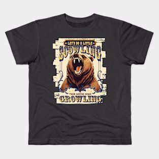 vintage circus bear scowling growling angry bad temper Kids T-Shirt